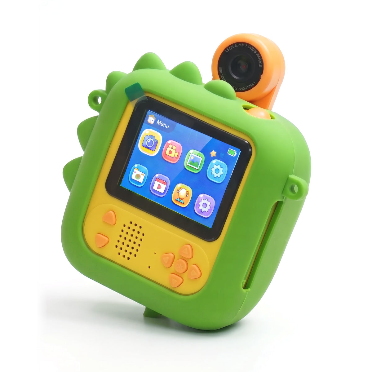 KIDSAICAM selfie mode with flip lens - Green Dinosaur