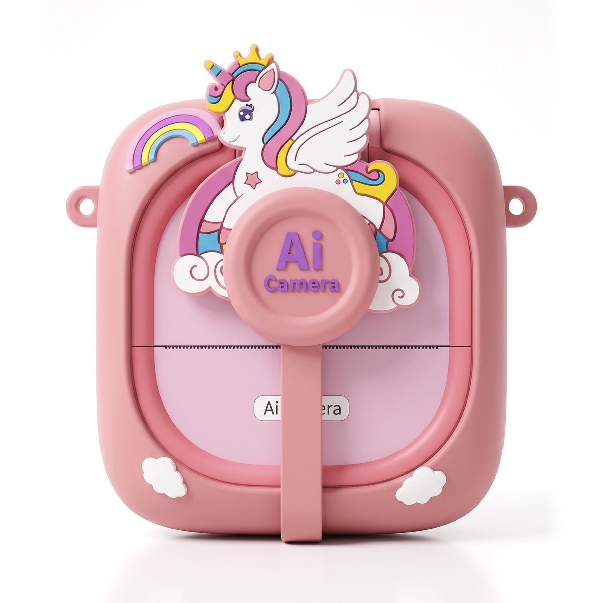 KIDSAICAM kids AI print camera front - Pink Unicorn